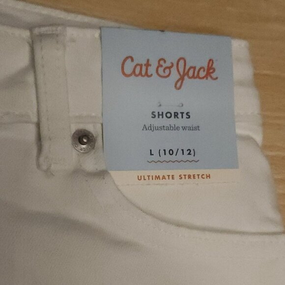 Cat & Jack New White Ultimate Stretch Button Fly Denim Shorts 10-12 - Picture 3 of 5